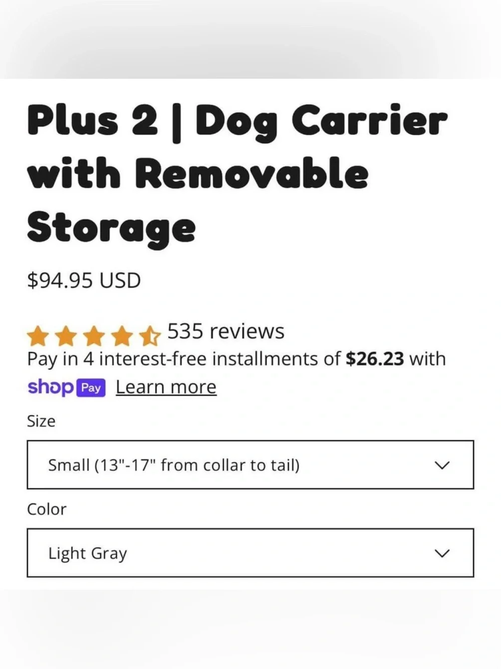 K9 Sport Sack like new